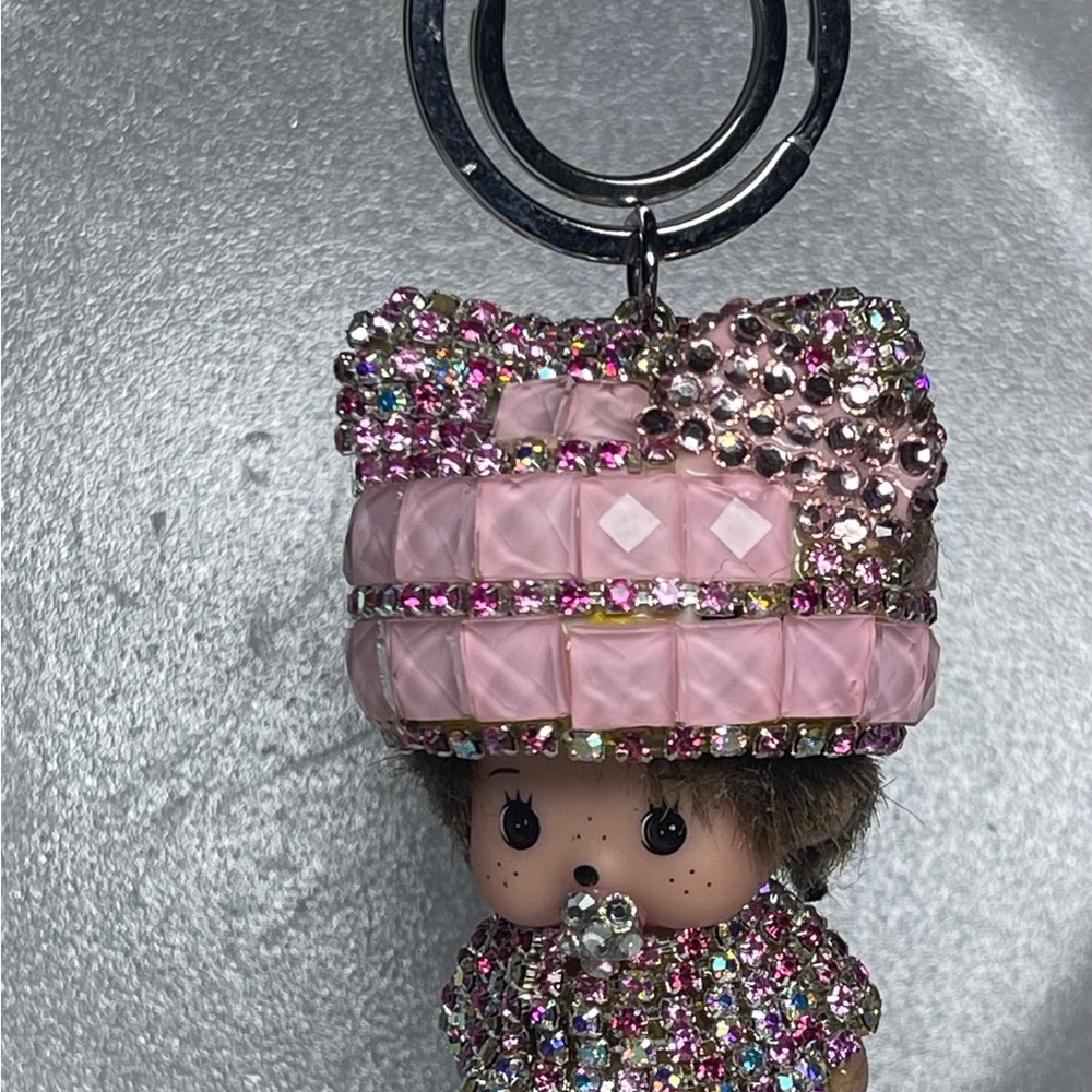 Pink and Multicolor Rhinestone Keychain Charm bag backpack